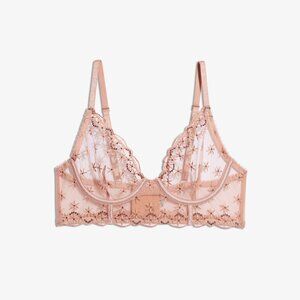 ETAM NACRE Embroidered Tulle Balconette Bra 34C